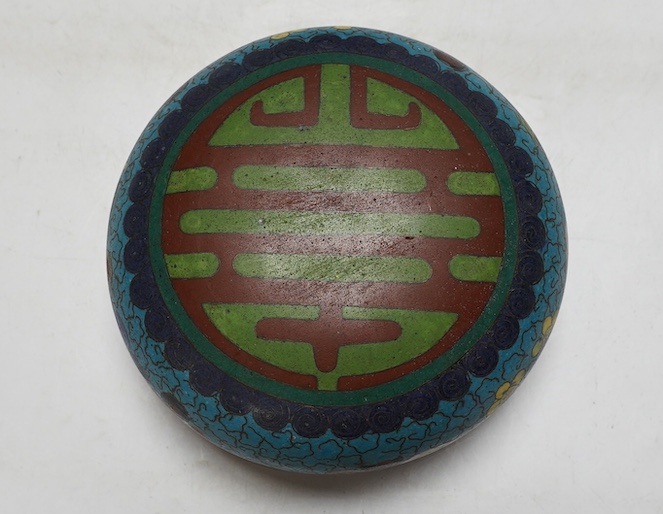 A Chinese cloisonné enamel jar and cover, early 20th century, 30cm high. Condition - poor